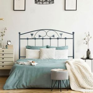 Cabecero de forja manchego, negro azul para cama de 105 cm