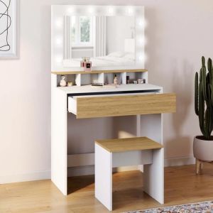 Tocador moderno - espejo LED - blanco haya 80 cm