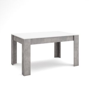Mesa comedor, 140x90x76cm, blanco y cemento