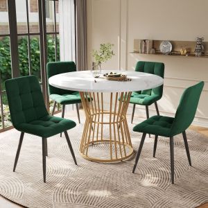 Conjunto de mesa y sillas mdf multicolor redonda 5 piezas terciopelo
