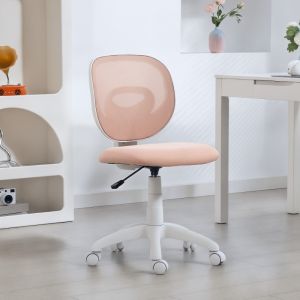 Silla oficina ergonómica rosa sin brazos con malla