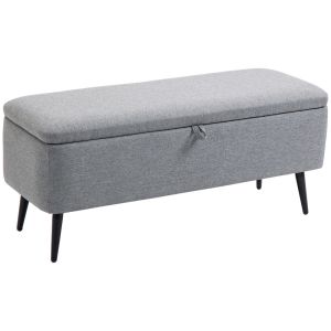 Banco de almacenaje 102x40x39.5 cm lino color gris Homcom