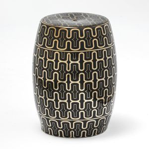 Taburete 32x32x43 ceramica negro, dorado