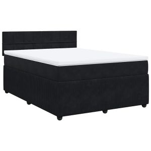 vidaXL cama box spring con colchón terciopelo negro 140x190 cm
