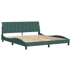 vidaXL estructura de cama sin colchón hanko terciopelo verde oscuro 180x200