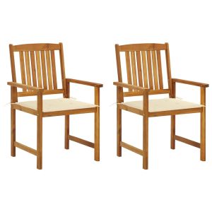 vidaXL sillas de jardín con cojines 2 unidades madera maciza de acacia