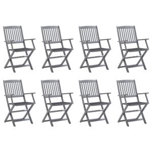 vidaXL sillas de jardín plegables 8 uds y cojines madera maciza acacia