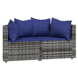 vidaXL sofás de esquina jardín con cojines 2 uds ratán sintético gris