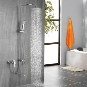 Kibath columna extralarga sin grifería ark cuadrada de 100-150 cm cromo
