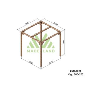 Pérgola de madera maciza - vigo 215x215cm (maderland)