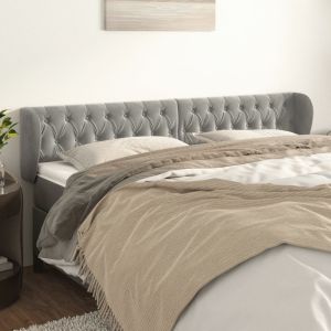 Cabecero de terciopelo gris claro 183x23x78/88 cm eso1910
