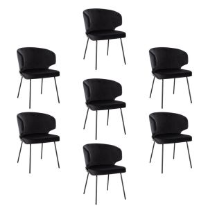 Silla de comedor de terciopelo amara - set de 7 negro