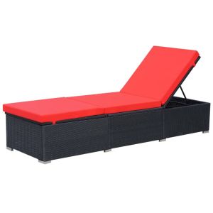 vidaXL tumbona con cojín ratán sintético negro
