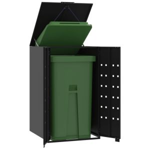 Cobertizo de contenedor de basura acero negro 69x79x117 cm es7250