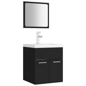 vidaXL juego de muebles de baño madera de ingeniería negro