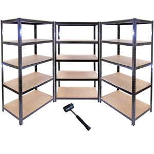 3 estanterías de acero inoxidable negras 90cm de ancho