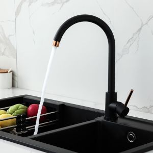 Kibath grifo cocina monomando zen acabado negro oro rosa mate de latón