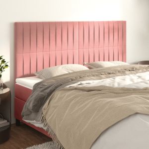 Cabeceros 4 unidades de terciopelo rosa 90x5x78/88 cm eso7641