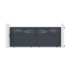 Pack puerta corredera halti 3,7m a.140cm + 2 postes a.160cm gris