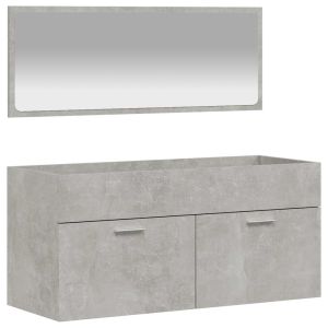 vidaXL armario de baño con espejo madera de ingeniería gris hormigón