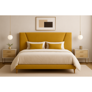 Cabeceros de cama 135 malaga tejido antimanchas mostaza 135*70 cm