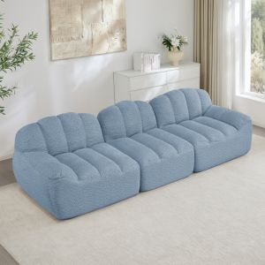 Sofá modular en l sin estructura 3 plazas polar granulado azul otomana