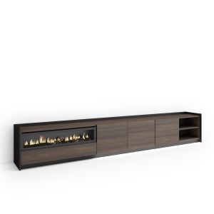 Mueble tv, 310x37x50cm, chimenea eléctrica, LED rf4904
