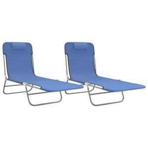 vidaXL tumbonas plegables 2 uds acero y textilene azul