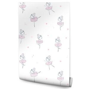 Papel Pintado Bailarinas Corazones Estrellas Para Niños 53cm x 10m
