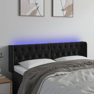 Cabecero con LED de terciopelo negro 147x16x78/88 cm eso4429