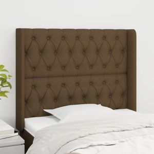 Cabecero con orejas de tela marrón oscuro 93x16x118/128 cm eso7358