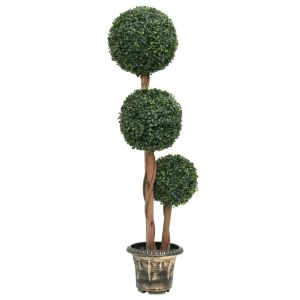 vidaXL planta de boj artificial forma de bola con maceta verde 119 cm