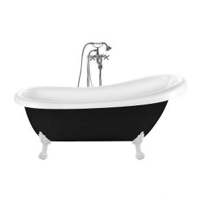 Bañera con patas richmond negra  171 cm patas león blancas