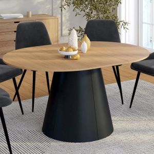 Mesa redonda extensible angele madera negra - 110-150 cm