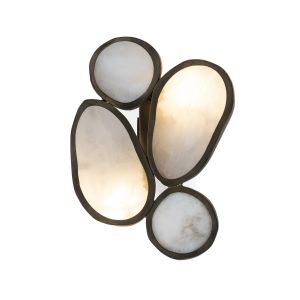Aplique 17x12x21 alabastro blanco, metal laton envejecido