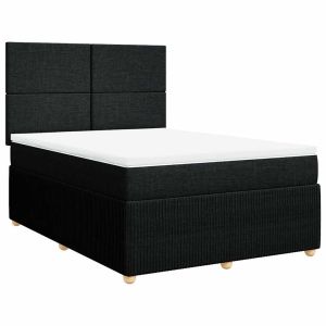vidaXL cama box spring con colchón tela negro 140x190 cm