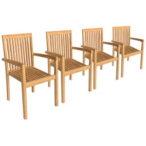 Pack de 4 sillas de jardín de teca java