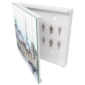 Caja para llaves 30x30x5 torre fuerte, apertura izquierda blanca