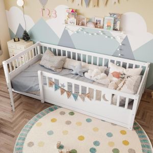 Cama infantil 90x190cm con barandilla seguridad blanco