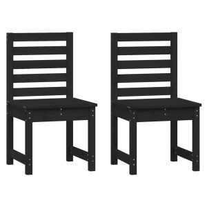 vidaXL sillas de jardín 2 uds madera maciza pino negro 50x48x91,5 cm
