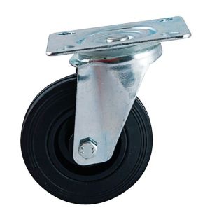 Rueda giratoria con base rectangular avl - rueda de goma negra ø 100 - carg