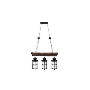 Suspensión - cortijo - 3 luces - metal, madera, vidrio - altura ajustable 1