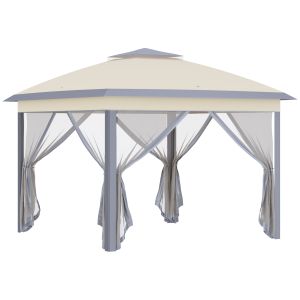Carpa plegable 330x330x288 cm tela oxford, malla, metal color beige