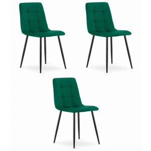 Silla valora pyra de terciopelo verde oscuro, diseño moderno (x3)