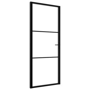 vidaXL puerta interior vidrio esg y aluminio negro 83x201,5 cm
