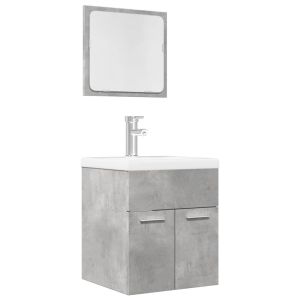 Set muebles de baño 2 piezas madera contrachapada gris hormigón(sin lavabo)