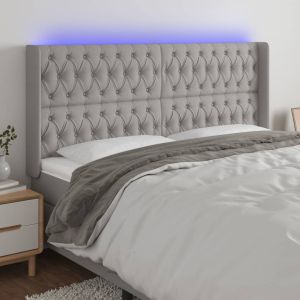 Cabecero con LED de tela gris claro 183x16x118/128 cm eso4578