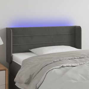 Cabecero con LED de terciopelo gris oscuro 93x16x78/88 cm