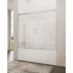Mampara bañera 2 fijos + 2 correderas basic  162-172cm serigrafiado cromo