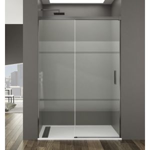 Mampara frontal basic fijo + corredera serigrafiado titanio 175 cm